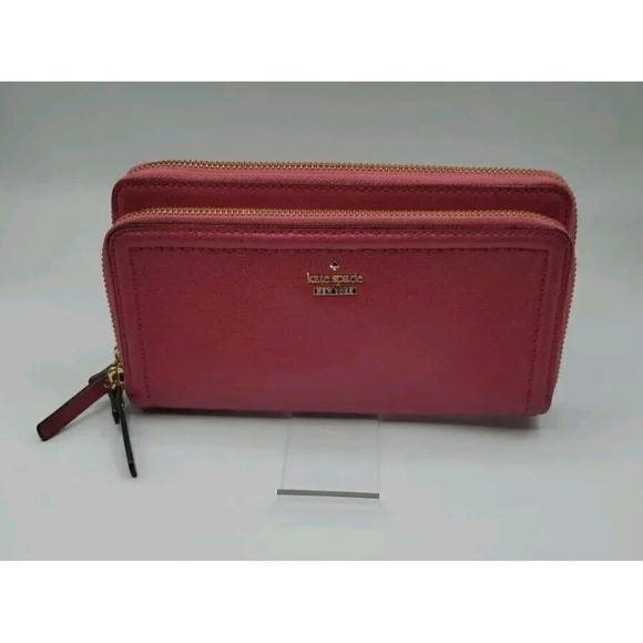 Kate Spade Mauve Leather Zip Around Wallet Billfold - Picture 9 of 12